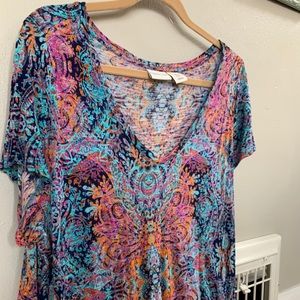 Multicolored Flowy T shirt Blouse